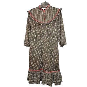 M'Lady a. dressing Yoke Ruffle Cottagecor Goth Floral Pearl Midi Vgt Dress 8